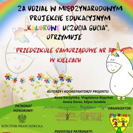 Kolorowe uczucia Gucia- zakończenie  międzynarodowego  projektu edukacyjnego 