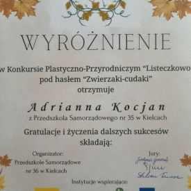 Konkurs plastyczno-przyrodniczy „Listeczkowo” pod hasłem ,,Zwierzaki -cudaki’’