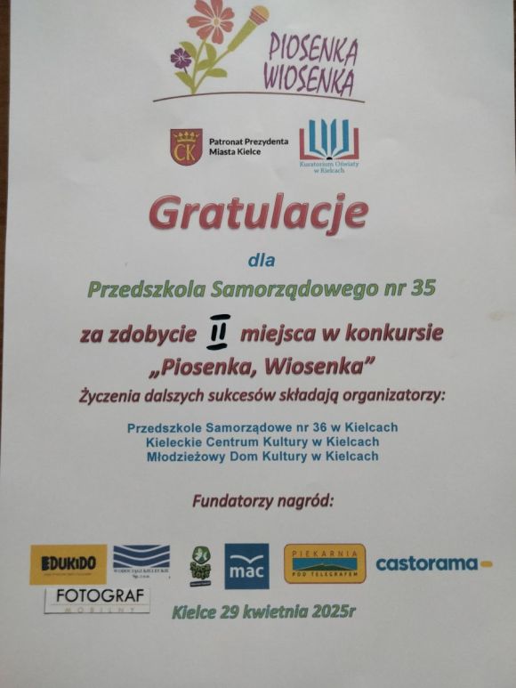 Konkurs Wokalny ,,Piosenka, Wiosenka"