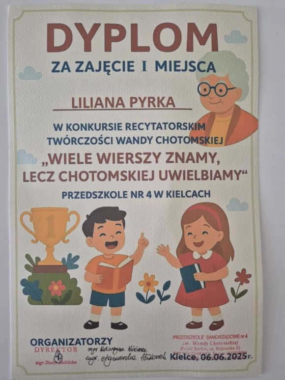Konkurs recytatorski „Wiele wierszy znamy, lecz Chotomskiej uwielbiamy”.