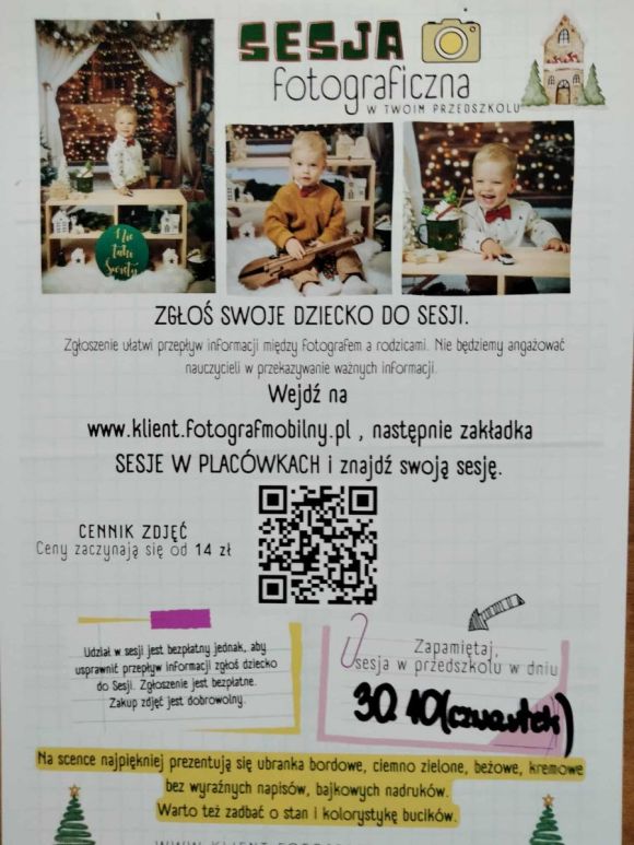 Sesja zdjęciowa w przedszkolu