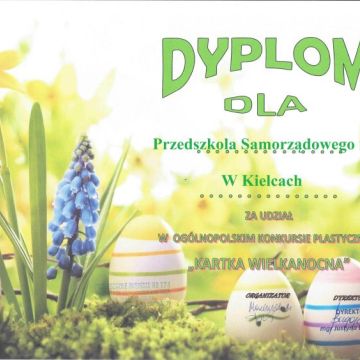 Dyplom za udział w konkursie Kartka Wielkanocna