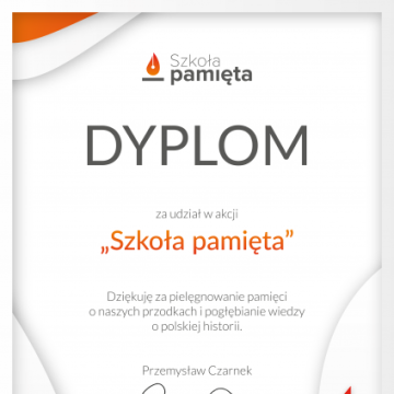 ,,Szkoła pamięta" – podziękowanie za udział w akcji