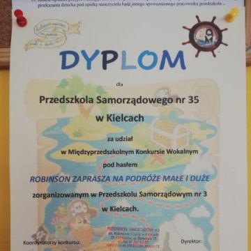 Dyplom za udział w konkursie wokalnym