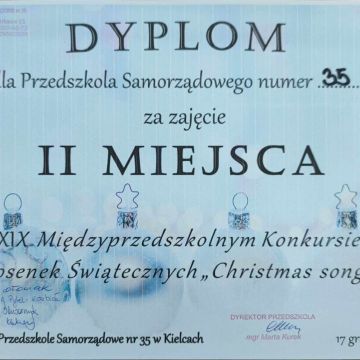 II miejsce w Konkursie Piosenek Świątecznych,, Christmas songs"
