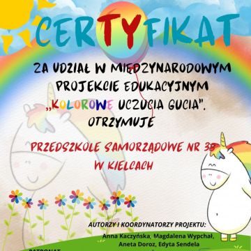 Kolorowe uczucia Gucia- zakończenie  międzynarodowego  projektu edukacyjnego 